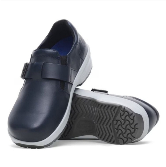 Birkenstock Caris Pro Navy Blue Leather Professional Non Slip Slip-on Clogs 39 - Picture 1 of 9